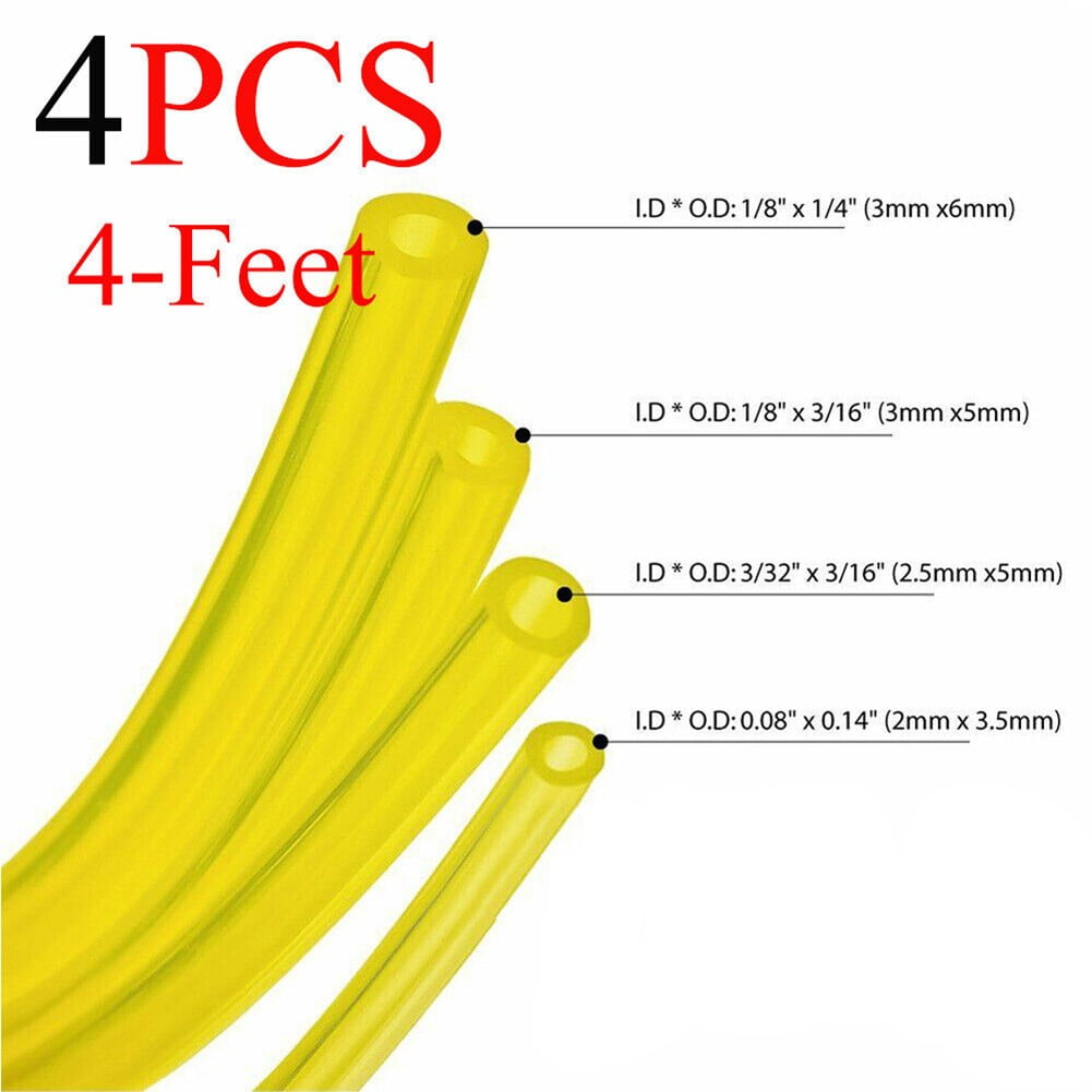 4 Sizes Air Fuel Line Hose Set 16Ft Yellow Fuel Tube for 2 Cycle Small ...