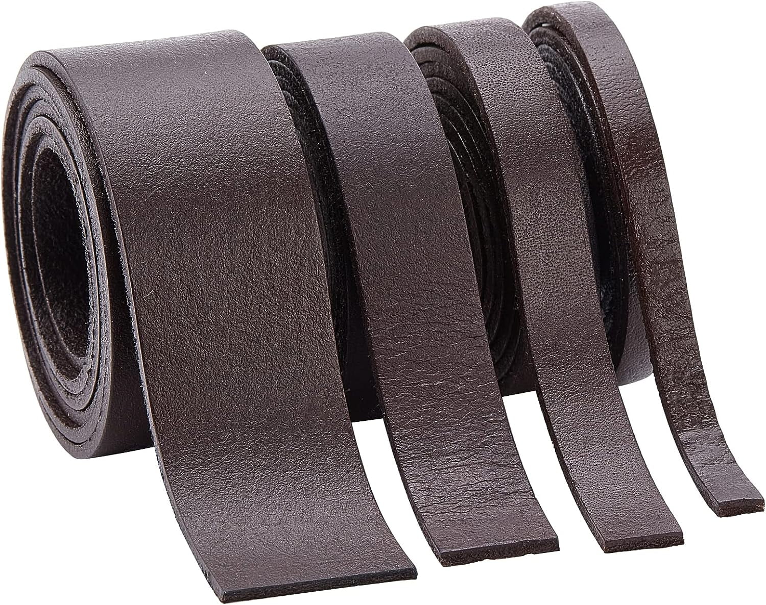 4 Sizes Brown Flat Genuine Leather Strap Jewelry Cord Roll Total 126 ...