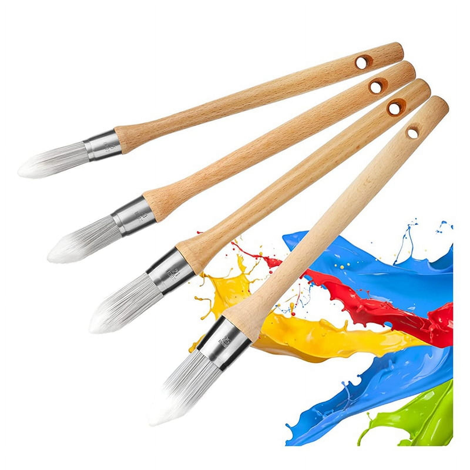 4 Sizes Trim Paint Brushes Edge Painting Tool Small Paint Brush 15-25Mm  With Wooden Handles, For Touch Up Wall Edge