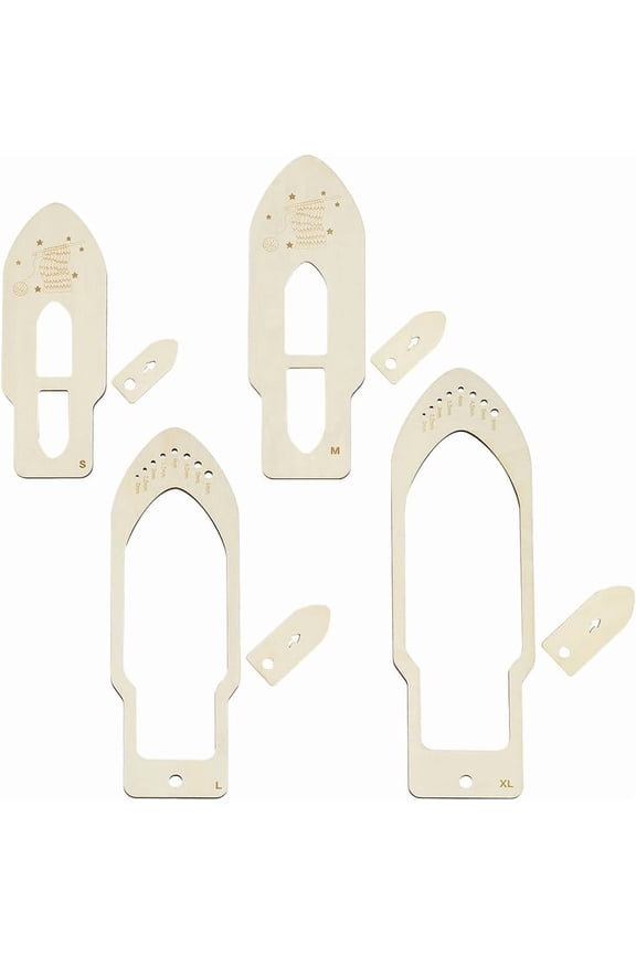 4 Sizes Wooden Mitten Blocker Knitting Set Wood Glove Knitting Model Tool Household Display Hand Knitting Gloves Board Molds for Sewing Knitting Brown