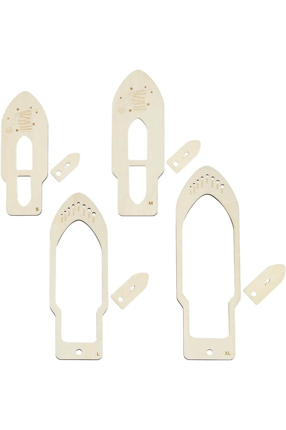 4 Sizes Wooden Mitten Blocker Knitting Set Wood Glove Knitting Model Tool Household Display Hand Knitting Gloves Board Molds for Sewing Knitting Brown