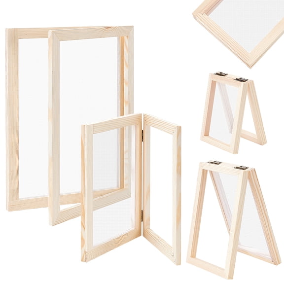 4 Sizes Wooden Paper Making Frame Kit Wooden Paper Making Mould PaperMaking Screen Rectangle Papermaking Frame for DIY Paper