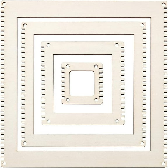 4 Sizes Wooden Weaving Loom Kit, 2/4/5.9/7.8 inch Square DIY Weaving Loom DIY Weaving Art Tapestry Loom for Hanging Decor Woven Tapestry Knitted Crafts Making, 4.5mm Thick