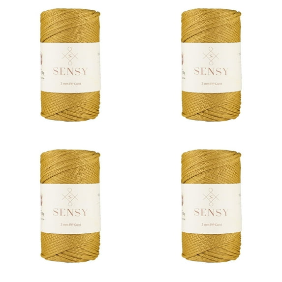 4 Skeins of Sensy Premium 3mm 131 Yards Polyester Rope 100% Polypropylene Cord Macrame Cord 3mm Crochet Bag Cord Macrame Rope Crochet Thread Gift for Knitter (Mustard)