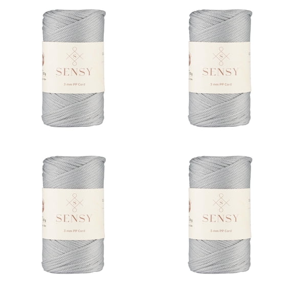 4 Skeins of Sensy Premium 3mm 131 Yards Polyester Rope 100% Polypropylene Cord Macrame Cord 3mm Crochet Bag Cord Macrame Rope Crochet Thread Gift for Knitter (Silver)