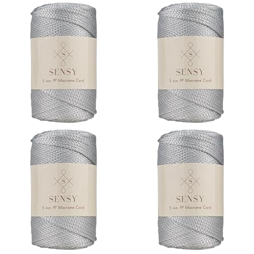 Sensy Premium 5 mm polyester touw, 100% polypropyleenkoord, 100% polypropyleenkoord, 5 mm gehaakte taskoord, macramé touw, gehaakte draad, cadeau voor breister (zwart