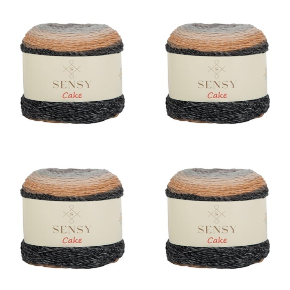 4 Skeins of Sensy Cake Yarn, 5.3 oz, 525 Yards, Multicolor Yarn for Crocheting and Knitting, Craft Yarn, Gauge 3 Light (558)