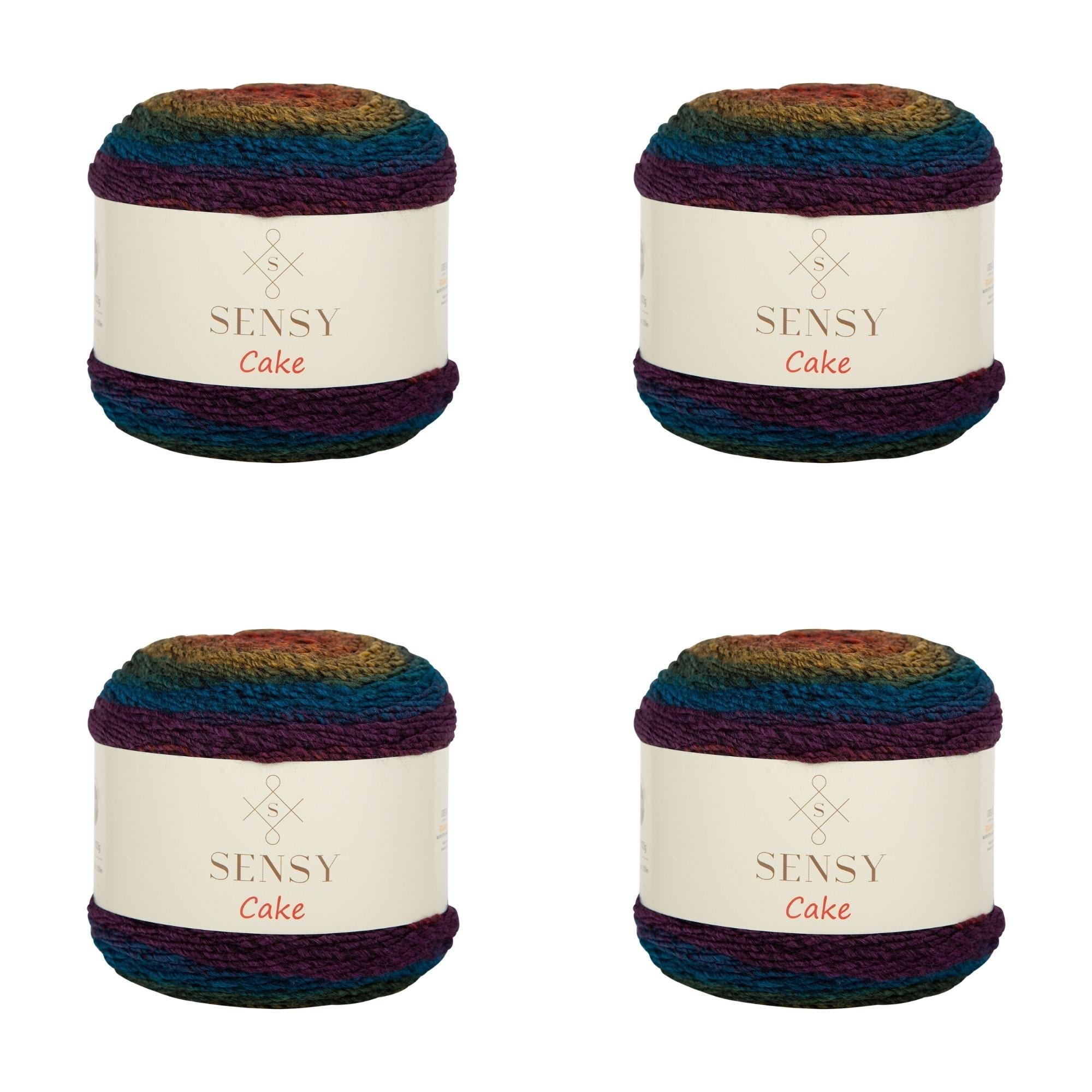 4 Skeins of Sensy Cake Yarn, 5.3 oz, 525 Yards, Multicolor Yarn for Crocheting and Knitting, Craft Yarn, Gauge 3 Light (567)