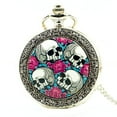 thumbnail image 1 of 4 Skull Head Pocket Watch Skull's Skeleton Silver Antique Color Watch WP-10, 1 of 5
