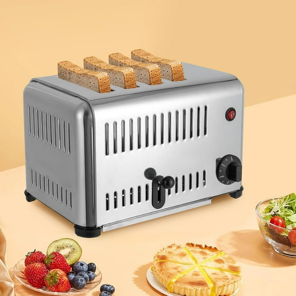 4 Slice Bread Toaster, 1650W 110V Stainless Steel  Toaster Bread Baking Machine with Timer, Crumb Tray, Toasters Countertop for Home Restaurant Bakery