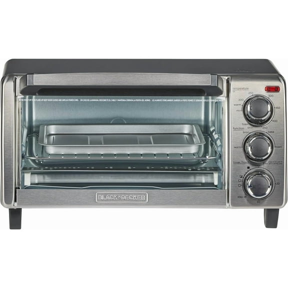 4-Slice Convection Oven, Stainless Steel, Curved Interior Fits a 9 inch Pizza, TO1313SBD