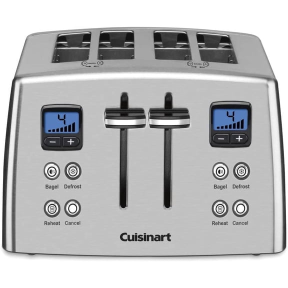 4 Slice Countdown Motorized Toaster, Compact Design with Extra-Wide Slots for Toasting, Defrost & Reheat Functions, CPT-435P1, Stainless Steel
