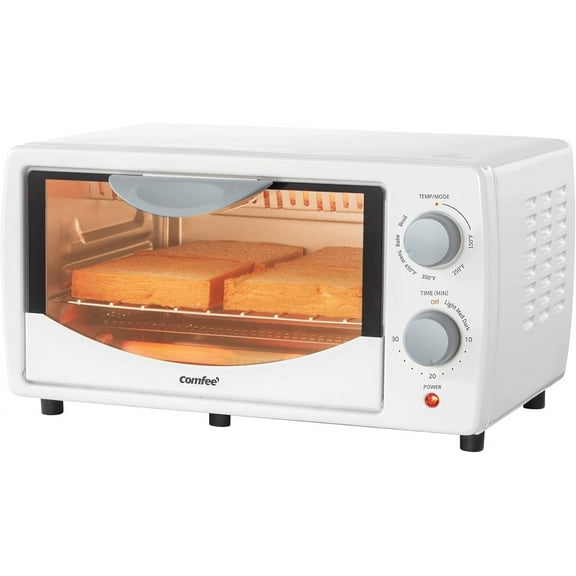 4-Slice Countertop Toaster + Mini Oven Combo 950W Compact Double-Deck Rack Bakes 9-Inch Pizzas