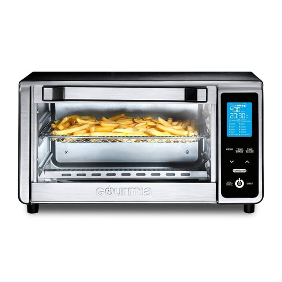 4-Slice Digital Toaster Oven Air Fryer with 11 Cooking Functions, 1000W, Dishwasher-Safe Parts, Stainless Steel Gray