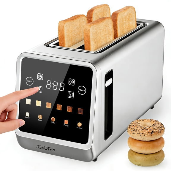 4-Slice Long Slot Toaster with LED Touchscreen, Extra-Wide Slots, Stainless Steel