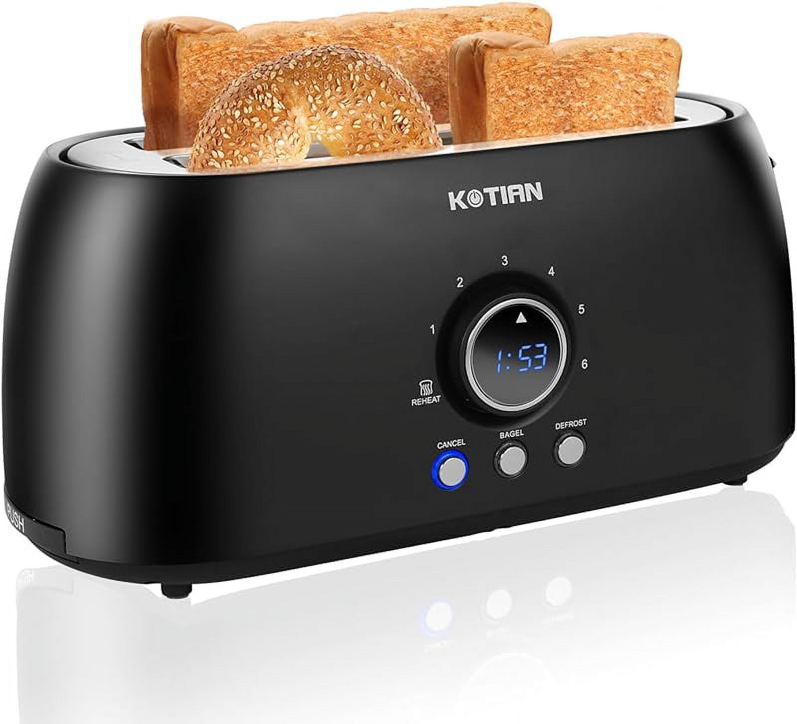 4 Slice, Retro Long Slot Toasters with Countdown Timer,Stainless Steel