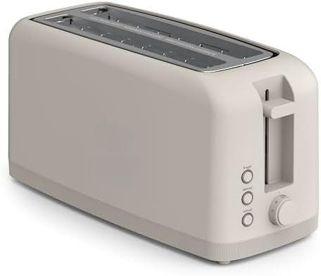 4 Slice Slim Toaster, Fits-anywhere™ Kitchenware, 6 Setting Shade Control with Reheat & Cancel Buttons, Fits Sourdough, 10” Long Slot, Anti Jam & Auto Shutoff, 900 Watt, Oatmilk