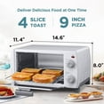 thumbnail image 1 of 4 Slice Small Toaster Oven Countertop, Retro Compact Design, Multi-Function with 30-Minute Timer, Bake, Broil, Toast, 1000 , 2-Rack Capacity, White, 1 of 6