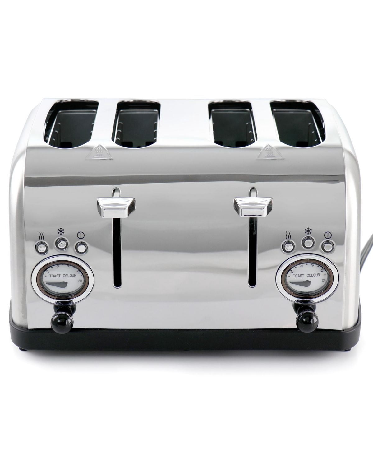 4 Slice Stainless Steel Wide Slot Retro Toaster with Dual Control Panels, 6 Browning Settings, 1.5-Inch Extra Wide Slots for Bagels & Waffles, Silver