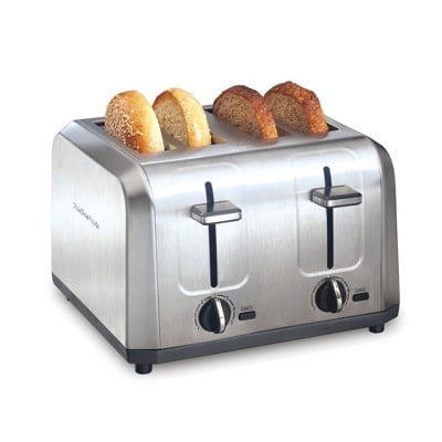 4 Slice Toaster Brushed Stainless Steel : Automatic Shut-Off, 1500W, Double Toaster, Silver
