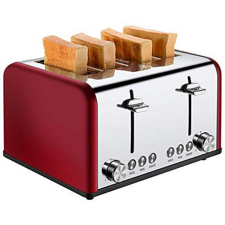 Redmond 4 Slice Toaster, Countdown Stainless Steel Toaster with Bagel, Defrost, Cancel Function, Extra Wide Slots, 6 Bread Shade Settings