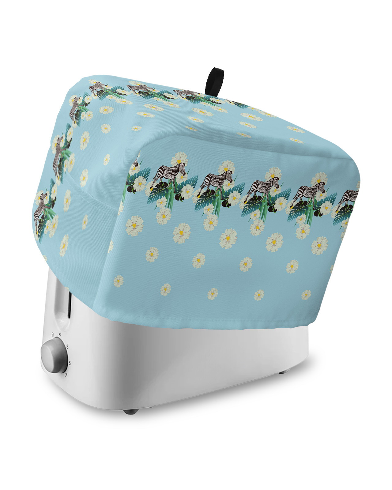4 Slice Toaster Cover Zebra with Tropical Plant Blue Toaster Dust Cover