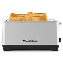 4-Slice Toaster, Extra Wide Long Slot Toaster with Warming Rack, 6 Browning Settings, Bagel/Defrost/Reheat Functions, Removable Crumb Tray, Stainless Steel Housing 1350W, Stainless Steel