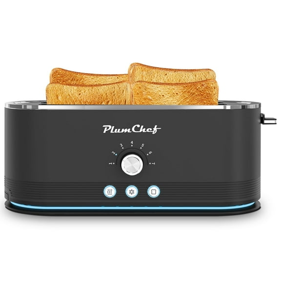 4-Slice Toaster , 7 Browning Settings, Defrost/Reheat Functions, Removable Crumb Tray, Full body Stainless Steel Housing 1350W , Anti-Fingerprint & Anti-Jam, Brushed Black