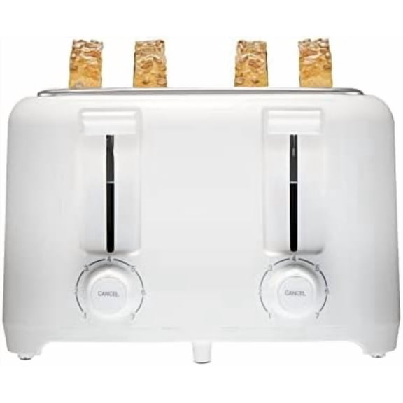 4 Slice Toaster with Extra Wide Slots for Bagels, Cool-Touch Walls, Shade Selector with 7 Browning Levels, Toast Boost, Auto Shut-off and Cancel Button, White (24214PS)