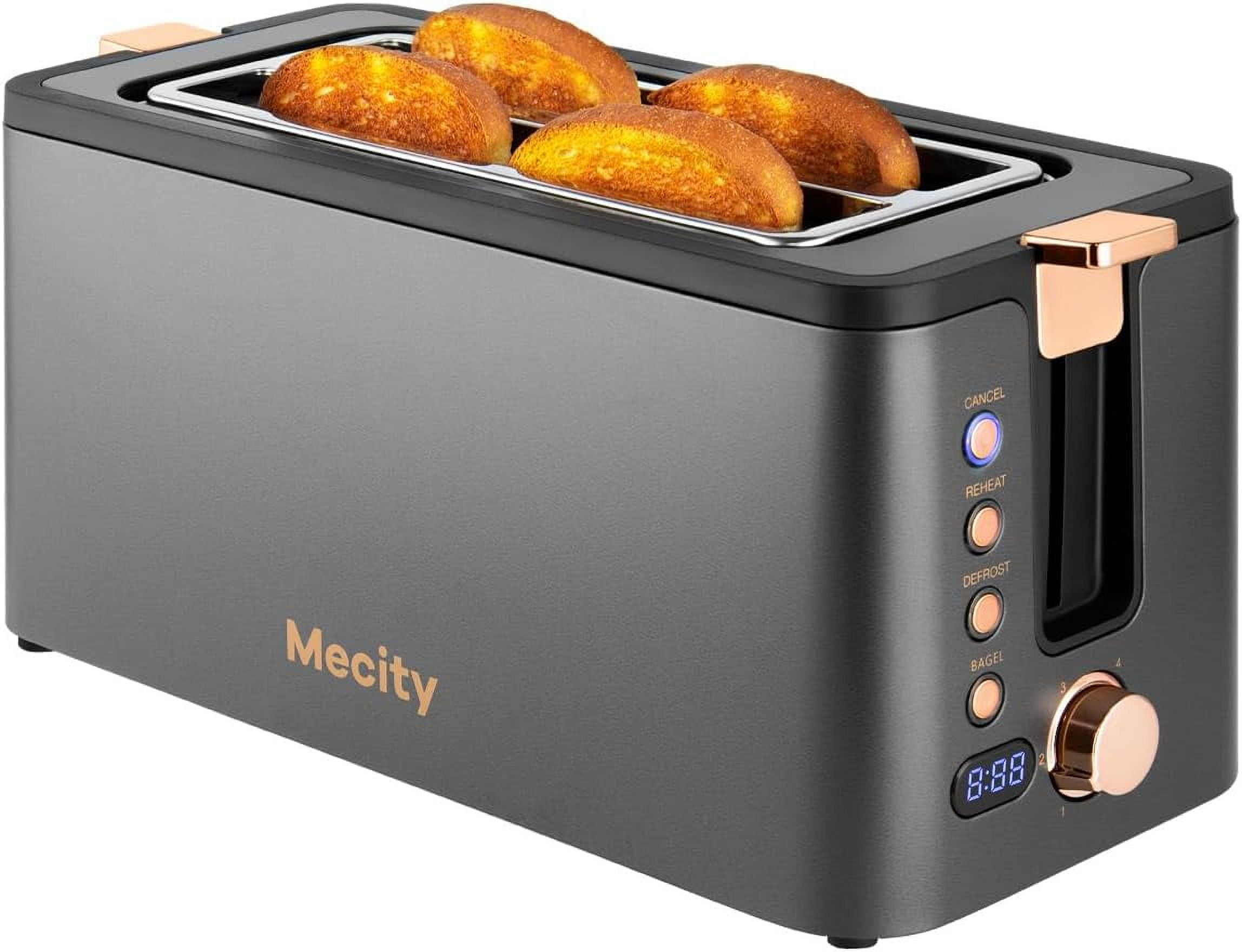 Grey and Gold Stainless Steel 4-Slice Digital Long Slot Toaster