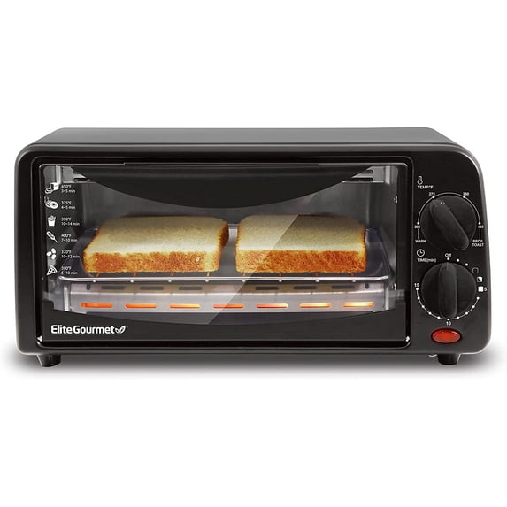 ETO236 Personal Compact 2 Slice Countertop Toaster Oven with 15 Minute Timer & Adjustable Temperature, Bake, Broil, & Toast, Black