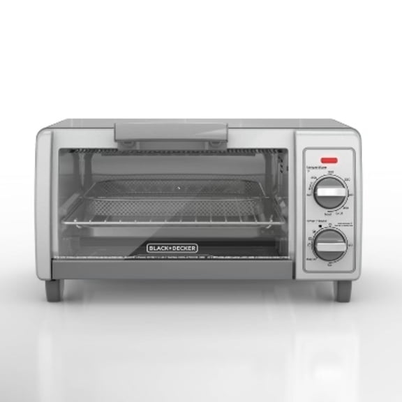 4 Slice Toaster Oven with EvenToast Technology, Bake, Broil, Toast, Keep Warm Functions, Silver