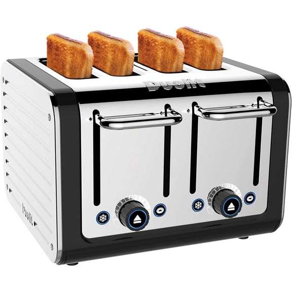4 Slice Toaster Polished Stainless Steel with Black Trim Extra-Wide Slots Peek and Pop Function Patented Perfect Toast Technology Matching Kettle Available