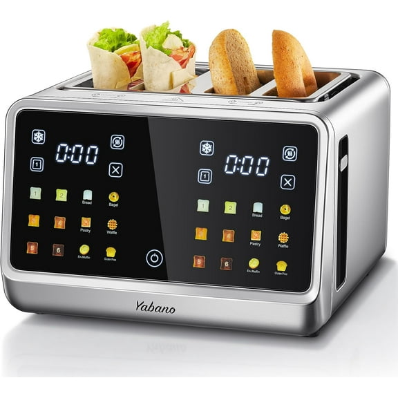4-Slice Toaster with Smart Touch Control, 6 Shade Levels & 6 Bread Settings, Extra Wide Slot for Bagels/English Muffins, Compact Design with Removable Crumb Tray