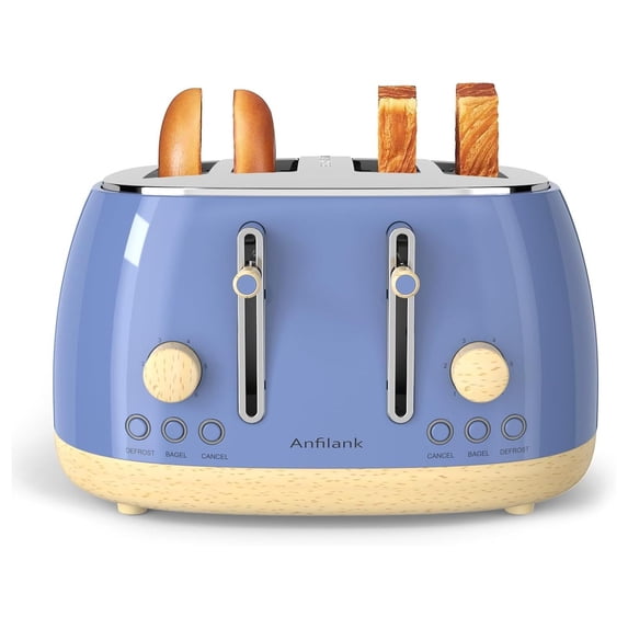 Toaster Photo 4 Slice Toaster Stainless Steel with Extra Wide Slots, Sapphire Blue ...
