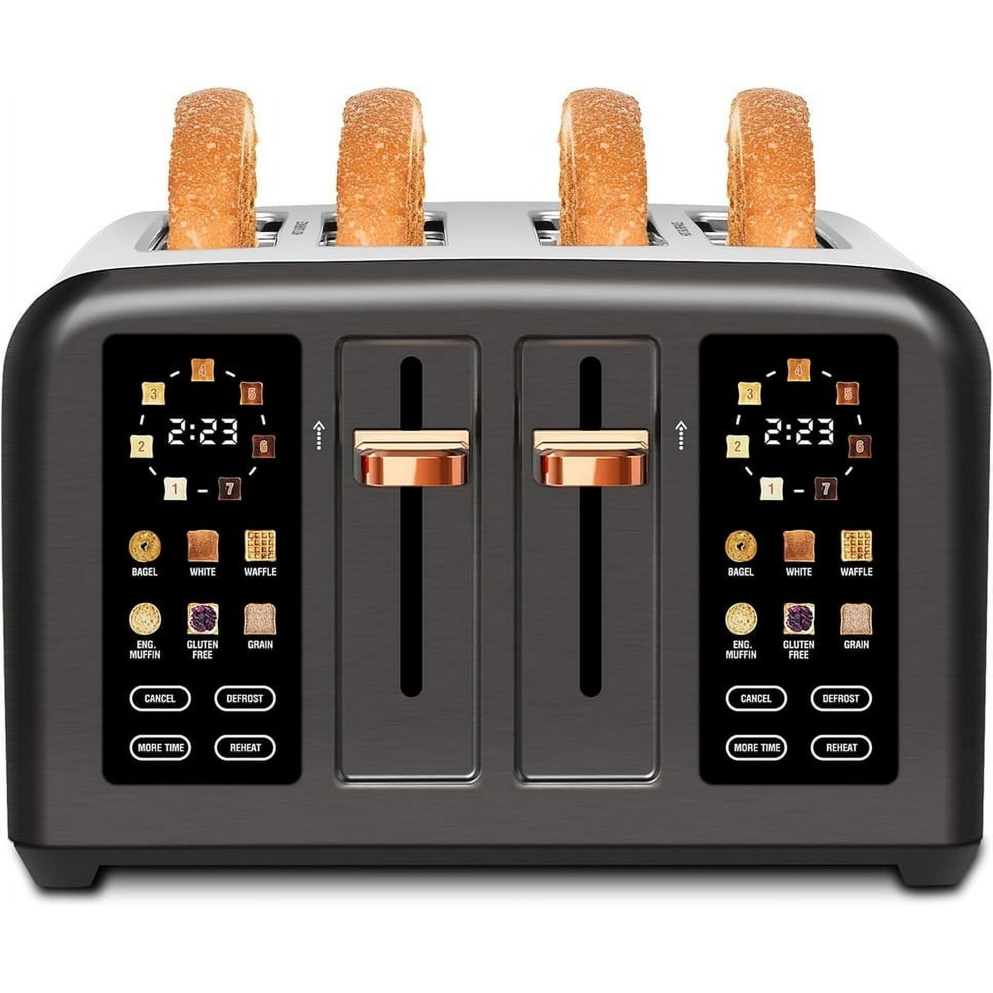 4 Slice Toaster Touch Screen Long Slot, Touch Screen for Dual Control, 7 Shade Settings,1.5'' Extra Wide Long Slots,1800W,Grey
