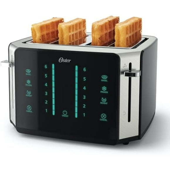 4-Slice Toaster Touch Screen Stainless Steel Digital Timer 6 Shade Settings Easy to Clean Removable Crumb Tray