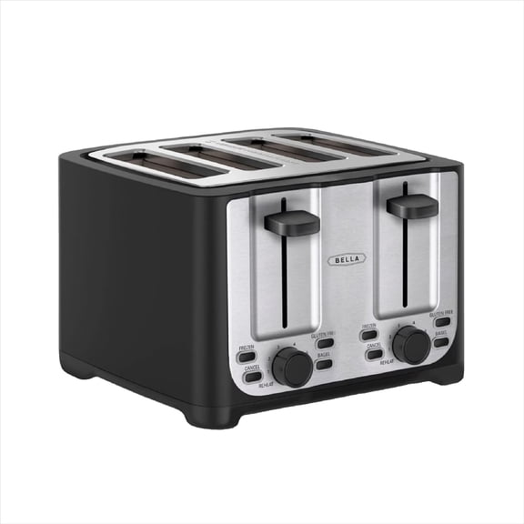 4 Slice Toaster with Auto Shut Off, Extra Wide Slots & Removable Crumb Tray and Cancel, Defrost Reheat Function, Toast Bread Bal, Black