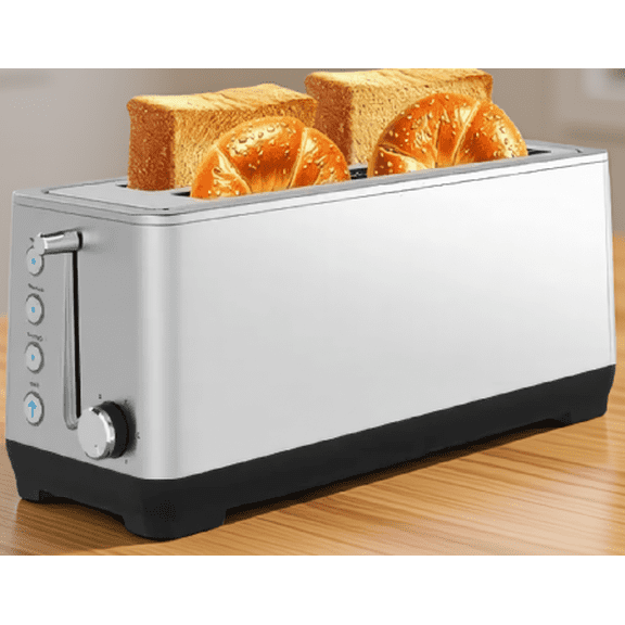 4-Slice Toaster with Extra Wide Long Slots, 6 Browning Settings, Bagel/Defrost/Reheat Functions, Stainless Steel Housing