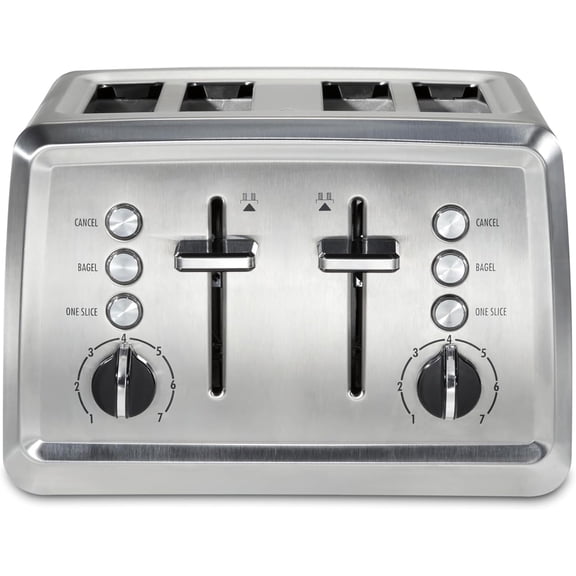 4 Slice Toaster with Extra-Wide Slots, Bagel Setting, Toast Boost, Slide-Out Crumb Tray, Auto-Shutoff & Cancel Button, Stainless Steel (24798)