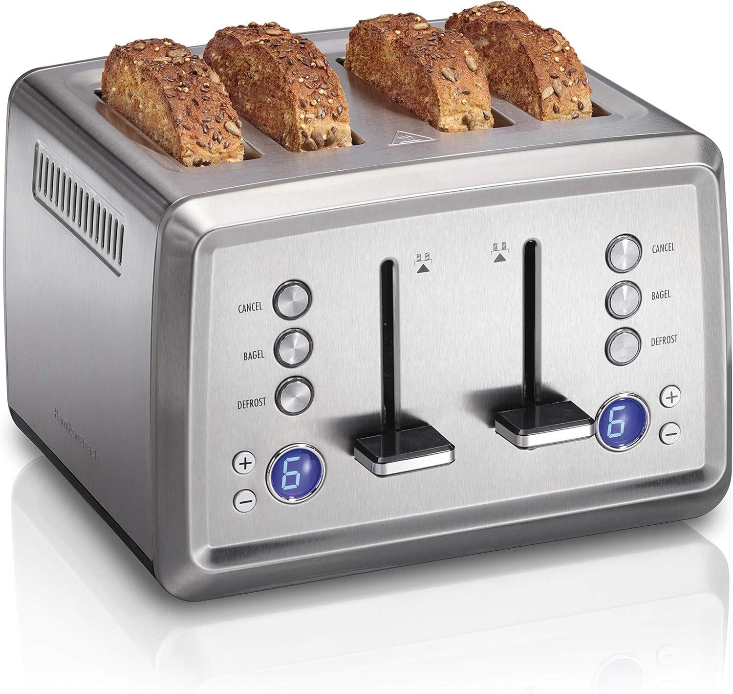 Stainless Steel 4-Slice Digital Toaster with Wide Slots