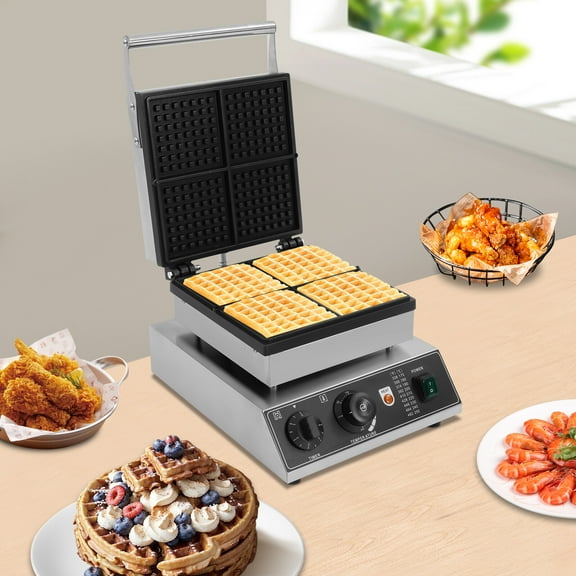 4 Slice Waffle Maker Machine Electric Non-Stick Square Nonstick Electric Honeycomb Waffle Pop Maker W/Temperature&Time Control for Snack Bar Home