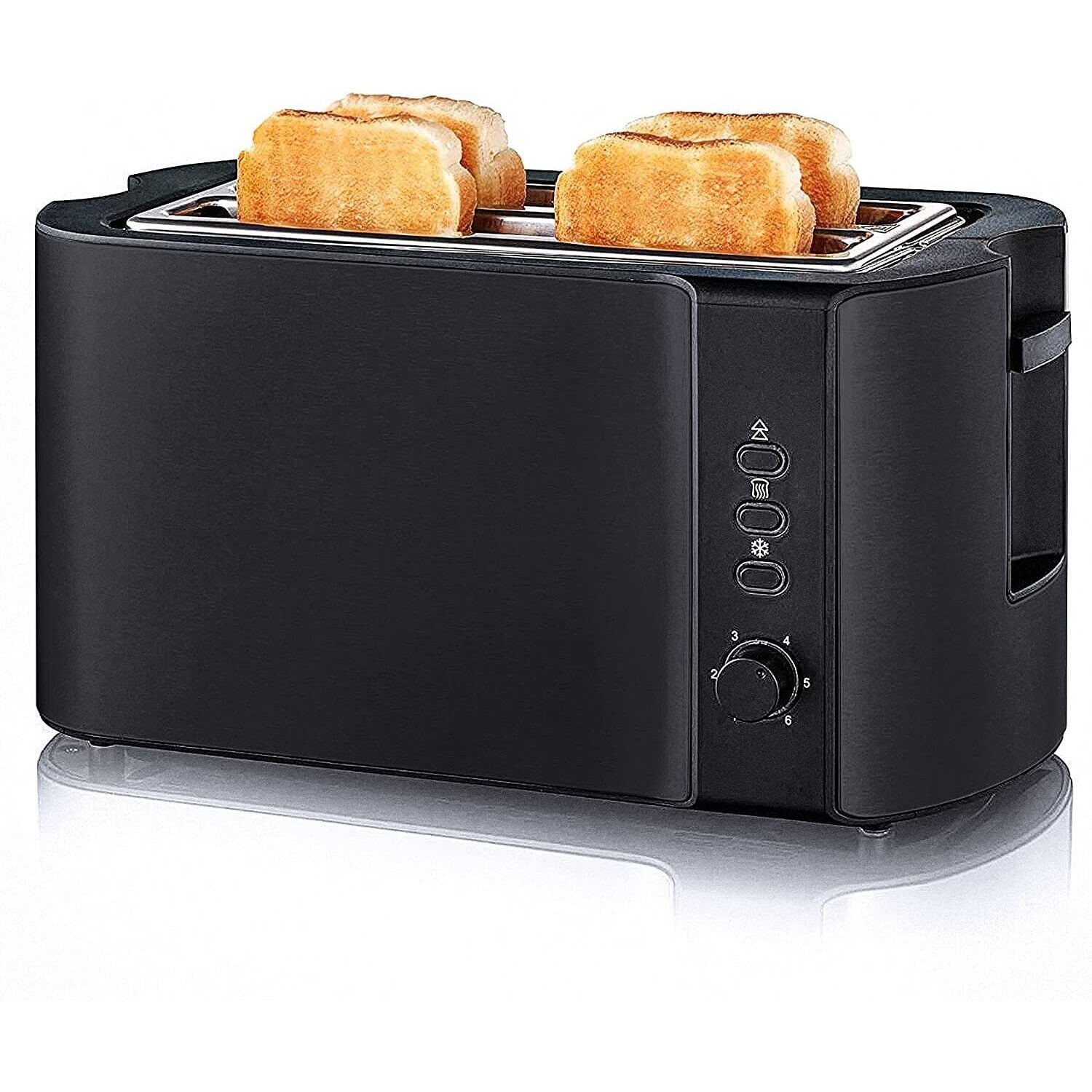 4Slices Extra Long Slot Toaster w/ Reheat Warming Rack 6 Control