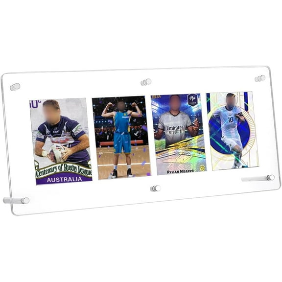 4-Slot Acrylic Trading Card Display Case Clear Baseball Cards Display Frame Collectibles Sports Card Stands Cards Displaying Wall with Screw