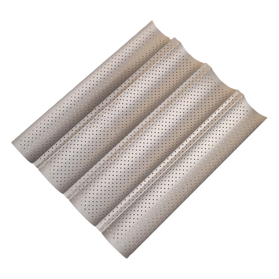 4-Slot French Baguette Pan Set, Non-Stick French Bread Baking Pan, Nonstick Baguette Pans for French Bread Baking, Making Molds Home Baking Tools Kit for Homemade Bread, 14.96"x12.99", Large Silver