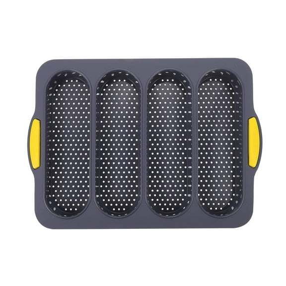 TABLZONE Non-Stick 4-Slot French Bread Pan with Black Silicone Coating, Kitchen Baking Tray for Easy Bread Baking