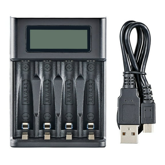 4-Slot LCD Display Battery Charger for 4 AA or AAA Batteries