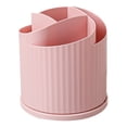 thumbnail image 1 of 4-Slot Rotating Desktop Pen Holder – 360° Spinning Plastic Caddy Organizer for Pens, Pencils, Markers, Scissors, Makeup Brushes, teen scholars Office office Home , A Pink Rotating Desktop Pen Holder, 1 of 8