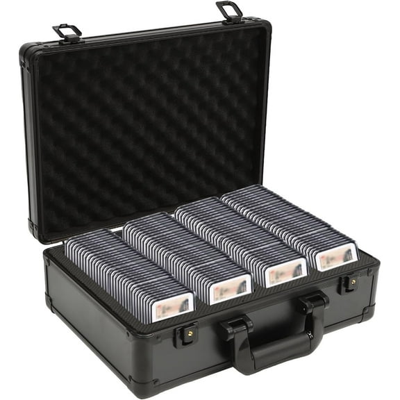 4-Slot Toploader Storage Box & Coin Case, Heavy-Duty Trading Card Storage Box with Lock & Key, EVA Protection for Baseball Cards, Collectibles