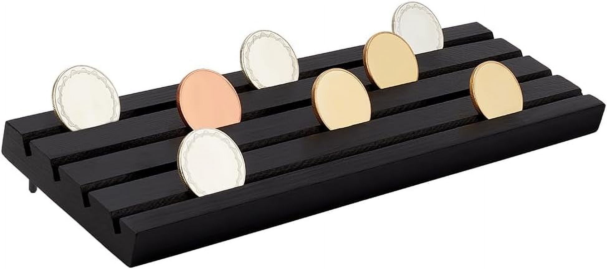 4 Slots Coin Organizer Holder Rack for Desk Wood Coins Storage Box ...